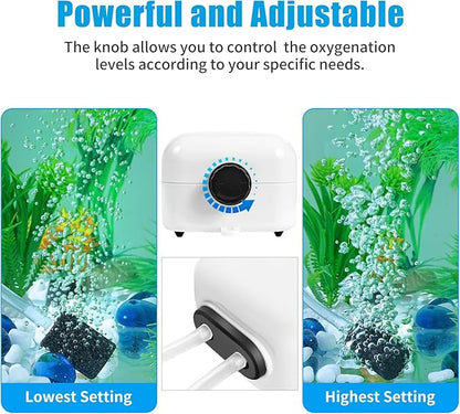 AQUANEAT Aquarium Air Pump for 20-210 Gallon Tank, Fish Air Bubbler, Hydroponic - Image 3