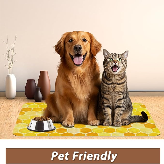 Honeycomb Bee Geometric Dog Food Mat - Image 6