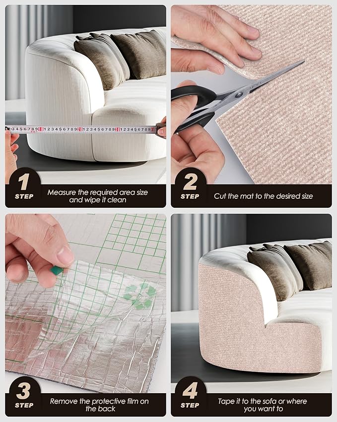 Cat Scratch Furniture Protector, Trimmable Self-Adhesive Carpet, DIY Climb Cat - Image 7