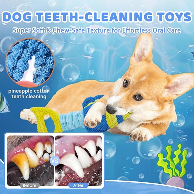 YZHDUXIU Tug of War Dog Toy, Squeaky Dog Toys, Interactive Fish Puppy Toys - Image 6