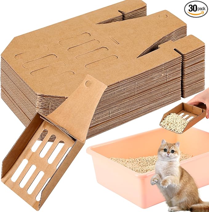 Watersay 30 Pcs Disposable Cat Litter Scoops 8.3x3.3 Inch Portable Kitty Litter by Unknown