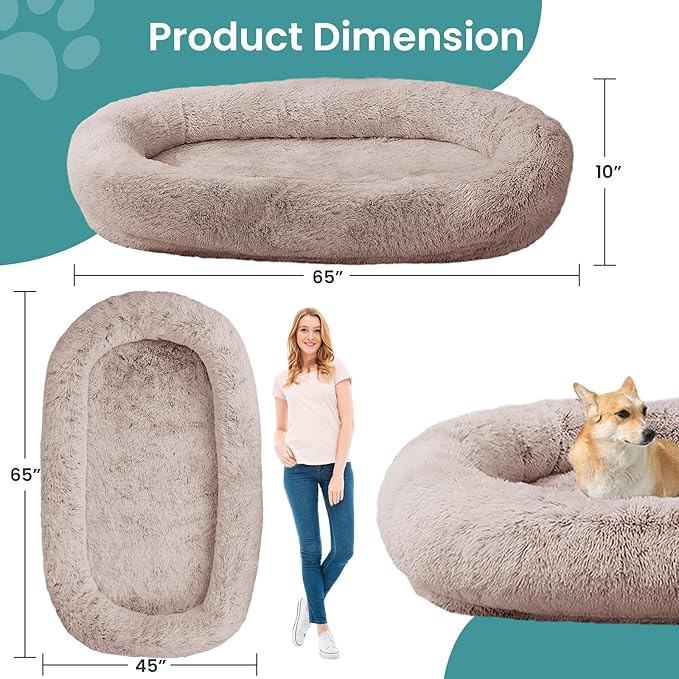 JOLLYVOGUE Human Dog Bed for Adults and Pets, Ultra-Soft Plush Giant Dog Bed - Image 4