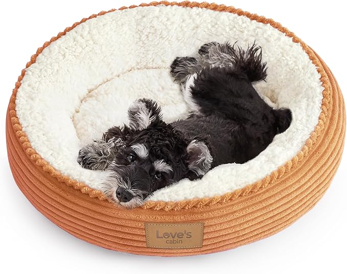 Love's cabin Round Donut Cat and Dog Cushion Bed, 24in Pet Bed by Lovescabin