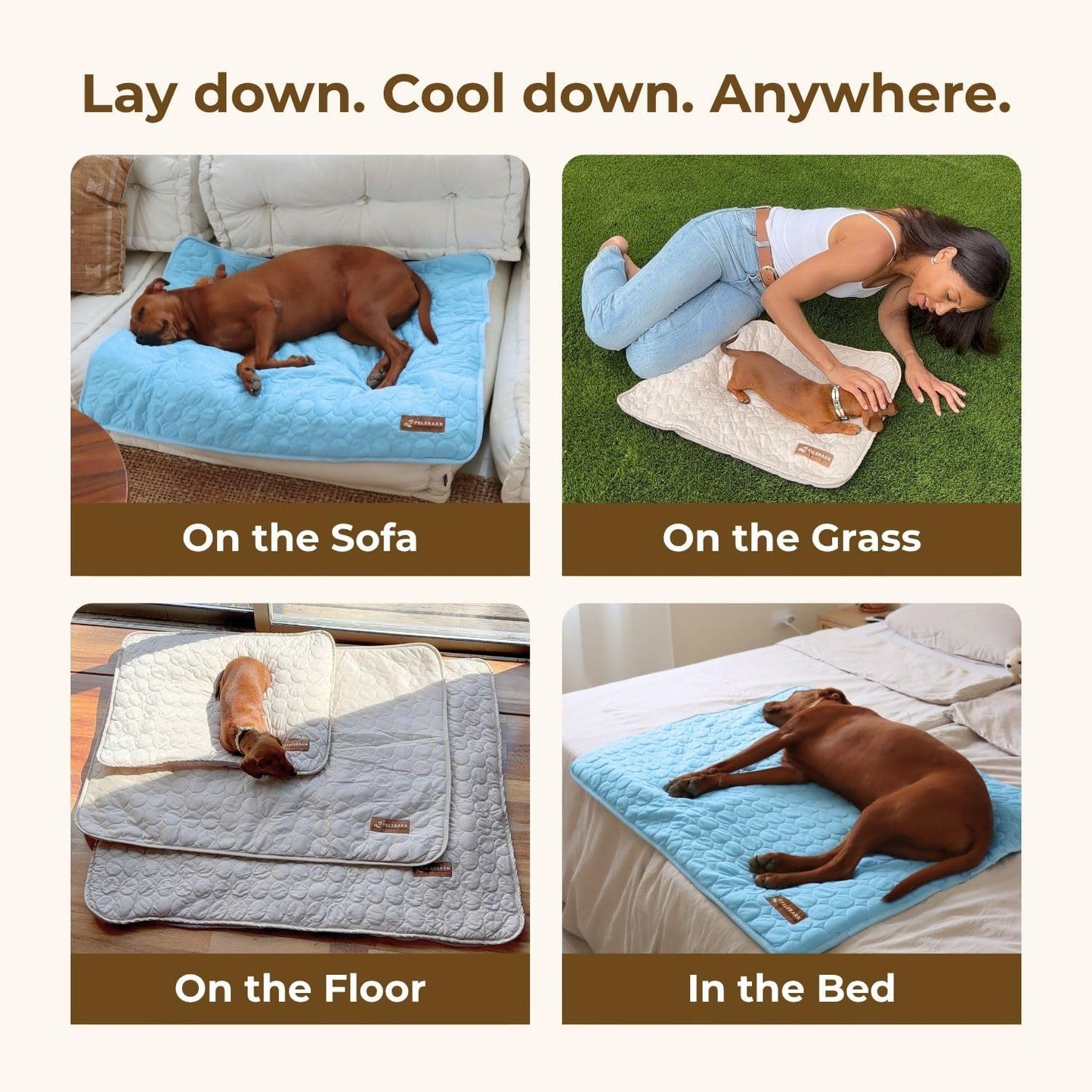 Dog Cooling Mat- Ice Silk Summer Comfort, Self Cooling, Non-Slip Dog Pad, Durable & Washable, Mat for Extra Large Dogs 85x115 cm, Support Shelter Dogs with Every Purchase (Blue)