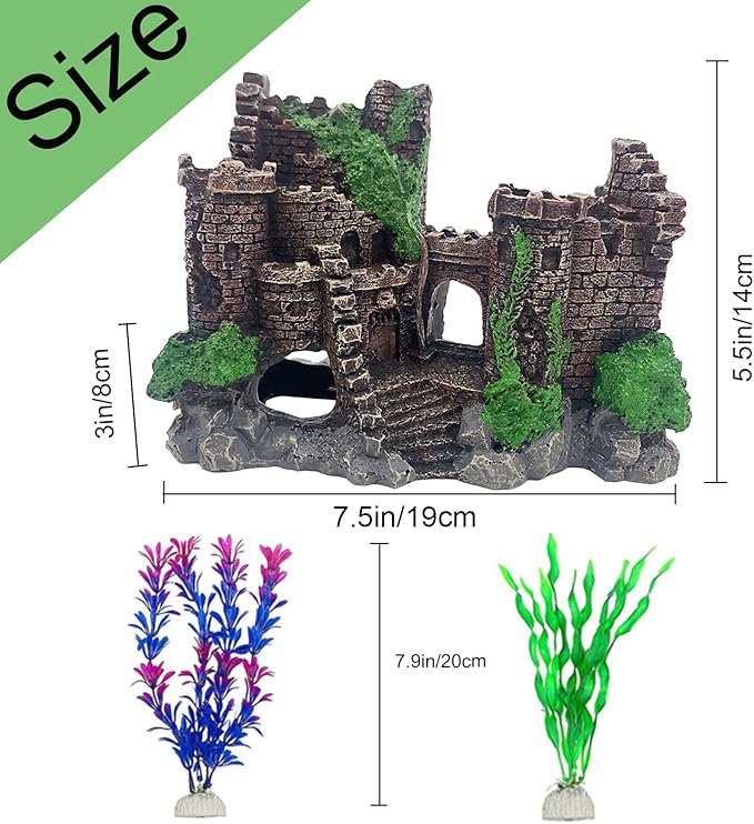 Aquarium Resin Castle Decoration, Ancient Design Fish Tank Ornaments Betta - Image 3