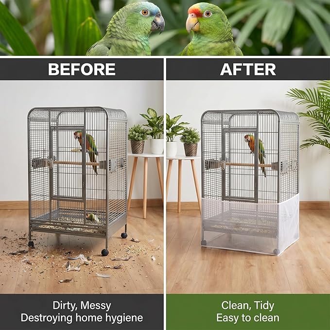 Large Bird Cage Seed Catcher Adjustable Soft Airy Skirt Guard Birdcage Nylon - Image 5