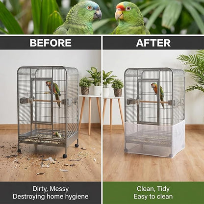 Large Bird Cage Seed Catcher Adjustable Soft Airy Skirt Guard Birdcage Nylon - Image 5