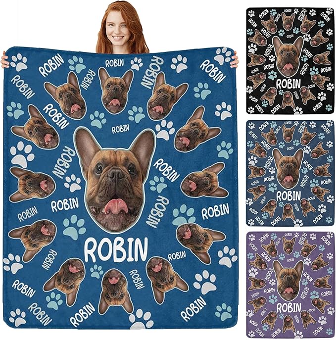 Custom Paw Prints Pet Name Blanket Personalized Dog Memory Blankets by Artsadd