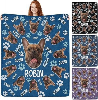 Custom Paw Prints Pet Name Blanket Personalized Dog Memory Blankets by Artsadd