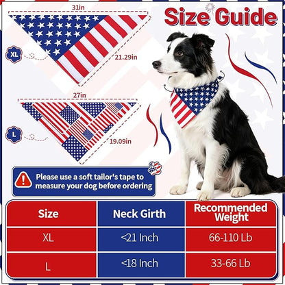 4th of July Dog Bandanas Dual-Layer 2 Pack, Patriotic American Flag Pet - Image 2
