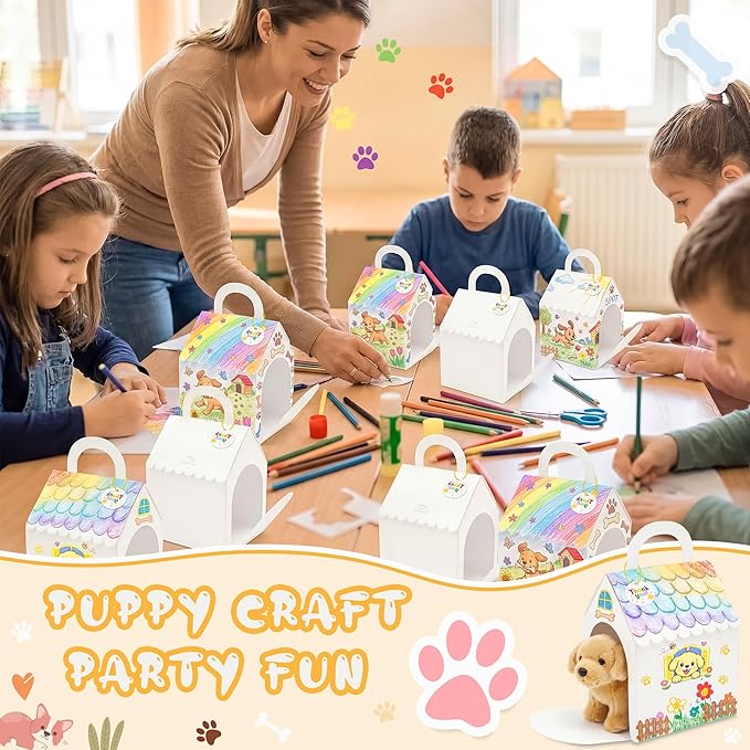 80UncleKimby 28Pcs Dog House Party Favors Boxes Foldable DIY Crafts - Image 6