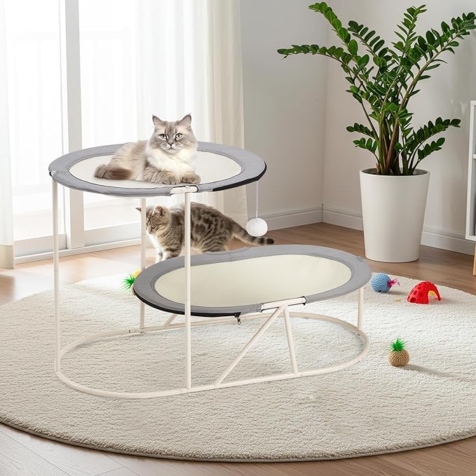 Erinnyees 2-Tier Elevated Cat Hammock Bed, Breathable Oxford - Image 2