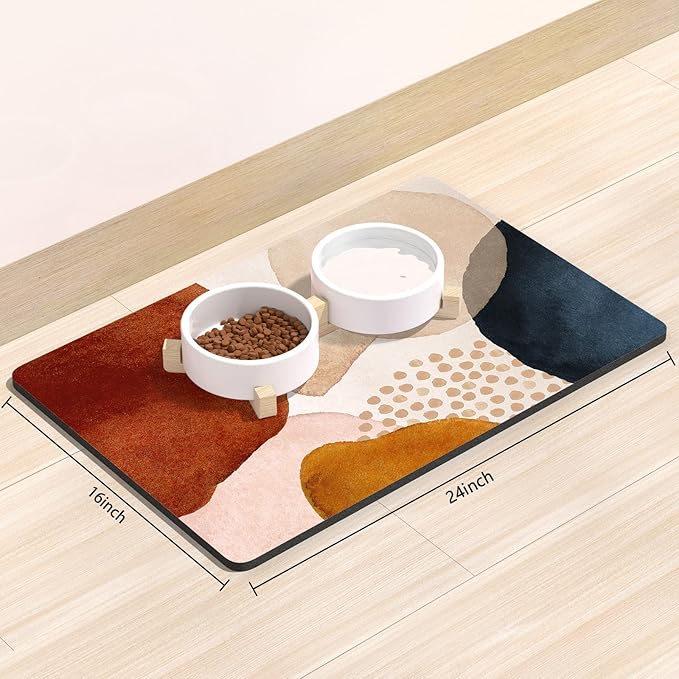 Rnivvi Dog Food Mat, Cute Anti-Slip Rubber Pet Feeding Rug Protect Floors - Image 2