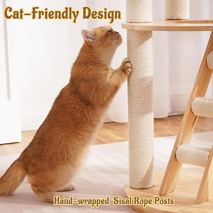 Modern Cat Tree Tower with Scratching Post, 61.5in Tall Cat Tree - Image 8