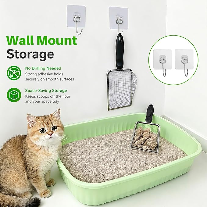 2 Pack Cat Litter Scoop with 3.8mm & 5mm Mesh – Stainless Steel Kitten Litter - Image 4