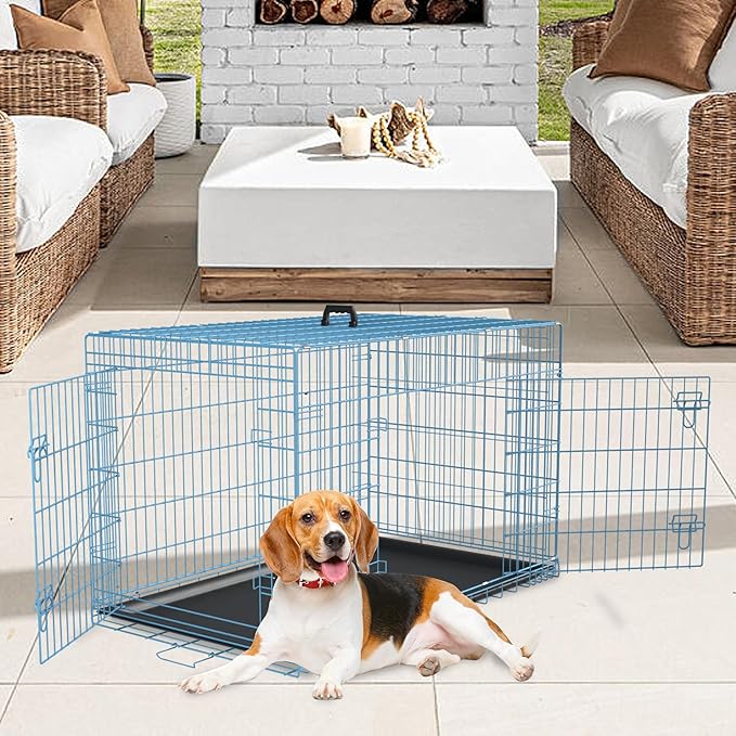 FDW Dog Crate for Medium Dogs 36 Inch Folding Metal WirePet Cage Double Door - Image 2