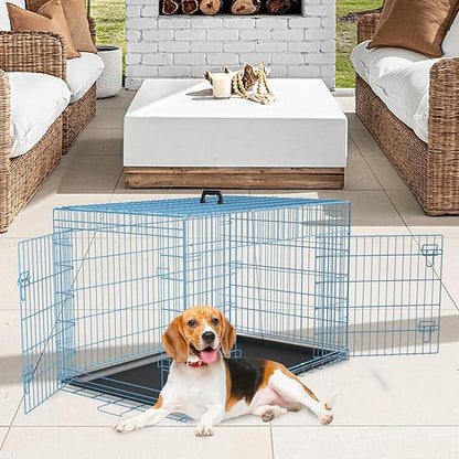 FDW Dog Crate for Medium Dogs 36 Inch Folding Metal WirePet Cage Double Door - Image 2
