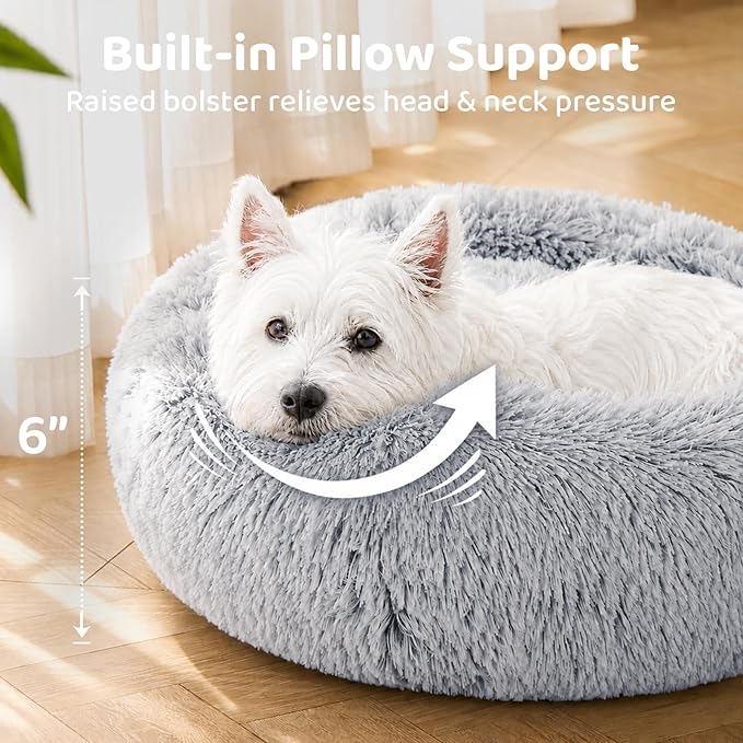 JOLLYVOGUE Small Dog Bed, Calming Soft Anti-Anxiety Donut Cat Bed, Washable - Image 3