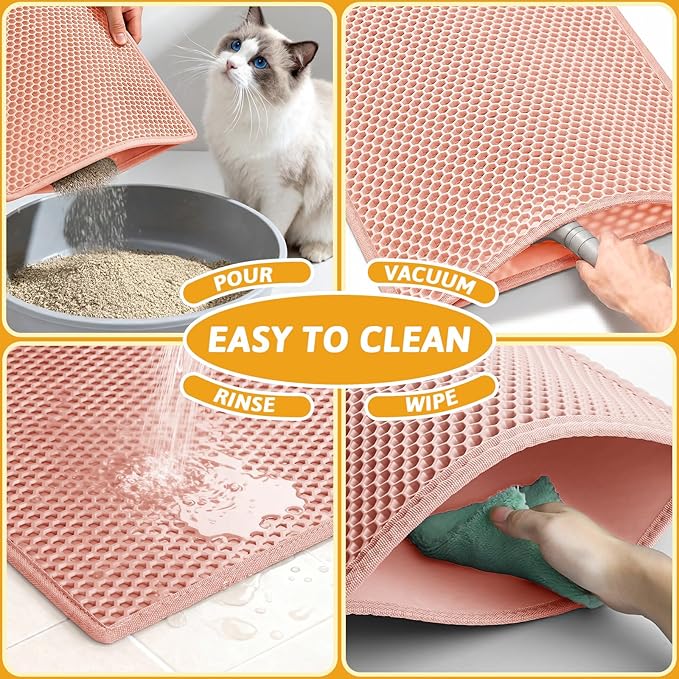 Pieviev Cat Litter Mat Double Layer Waterproof Urine Proof Trapping Mat 1 Pack) - Image 6
