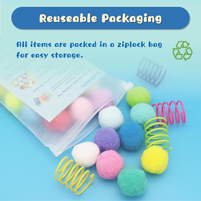 30 Pcs Premium Silent Cat Pom Pom Balls, Interactive Lightweight Assorted - Image 6