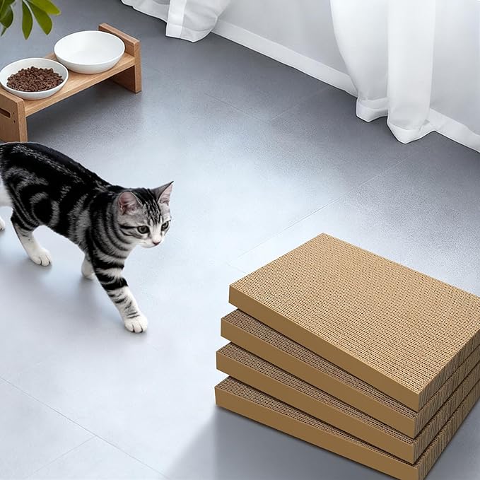 Cat Scratchers 4 Pack, Corrugated Cardboard Cat Scratching Pads - Image 7