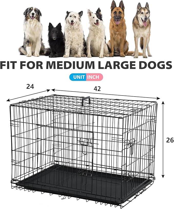 BestPet | 42" Dog Crate | Black | Foldable Metal Kennel - Image 7