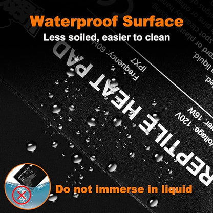 LUCKY HERP Reptile Heat Pad 8x12 Inch 16W Under Tank Terrarium Heating Mat - Image 3