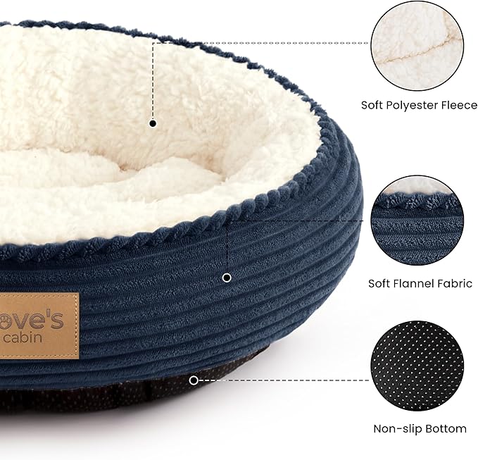 Love's cabin Round Donut Cat and Dog Cushion Bed, 20in Pet Bed - Image 2