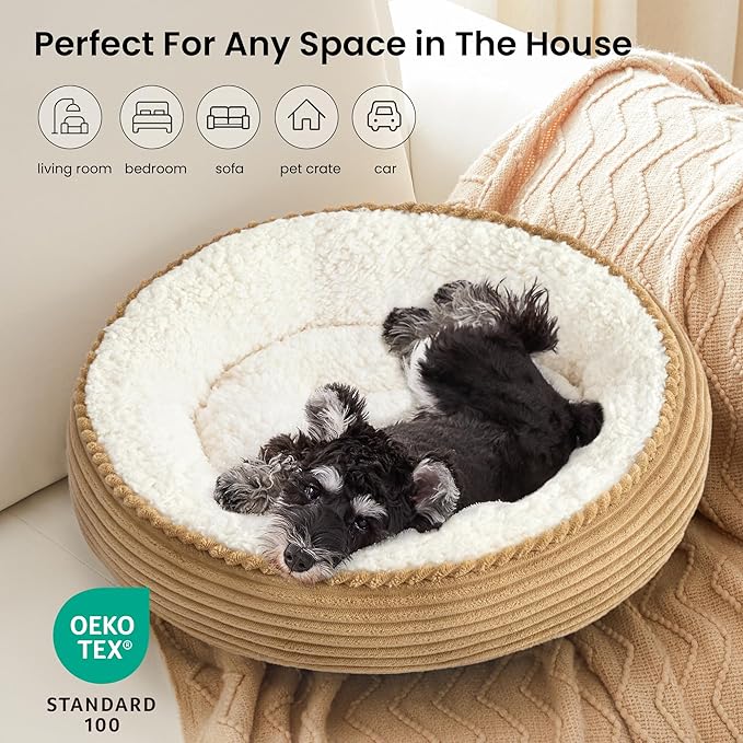 Love's cabin Round Donut Cat and Dog Cushion Bed, 24in Pet Bed - Image 6