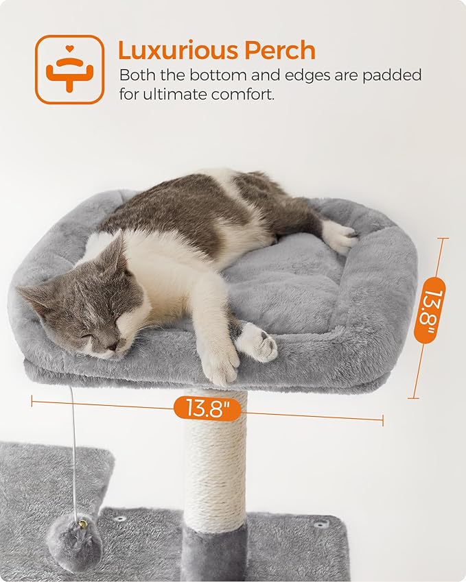 Feandrea Cat Tree, 54.2-Inch Cat Tower, Plush Multi-Level Condo - Image 4