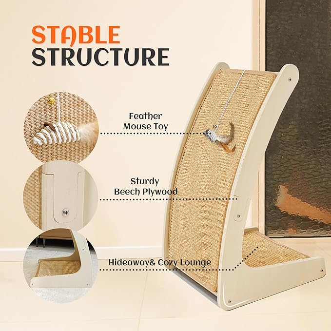 PETKARAY Cat Scratcher, Sisal Cat Scratch Pad, Curved Scratching Board - Image 3