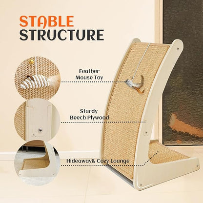 PETKARAY Cat Scratcher, Sisal Cat Scratch Pad, Curved Scratching Board - Image 3