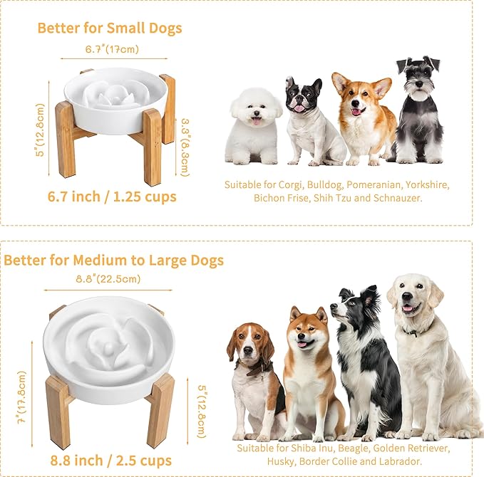 Elevated Slow Feeder Dog Bowl Large Breed, 8.8 Inch Ceramic Slow Eating Bowl - Image 9