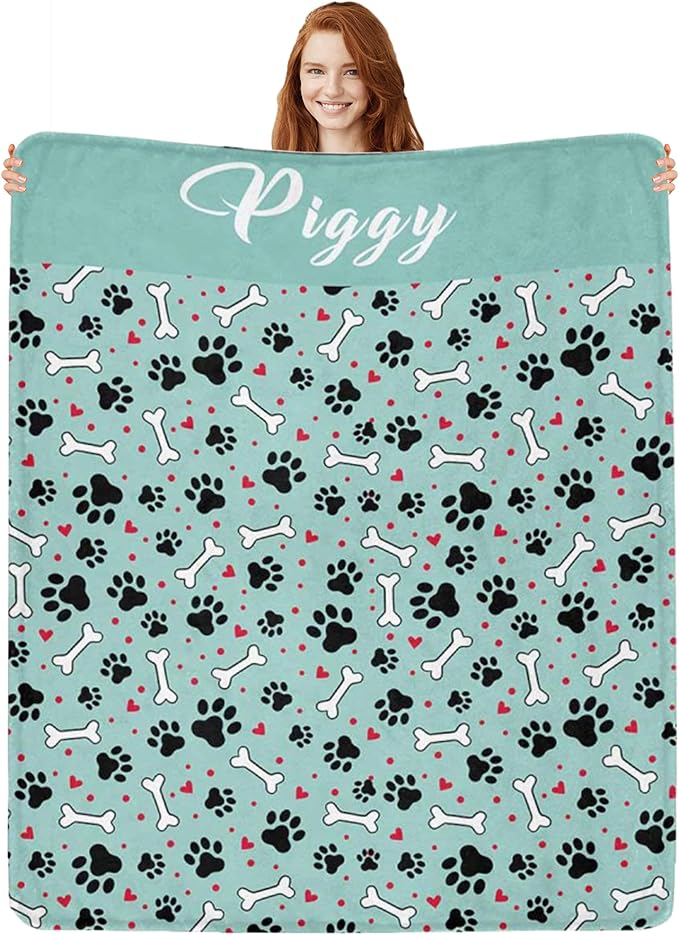 Personalized Paw Print Dog Blanket by Artsadd