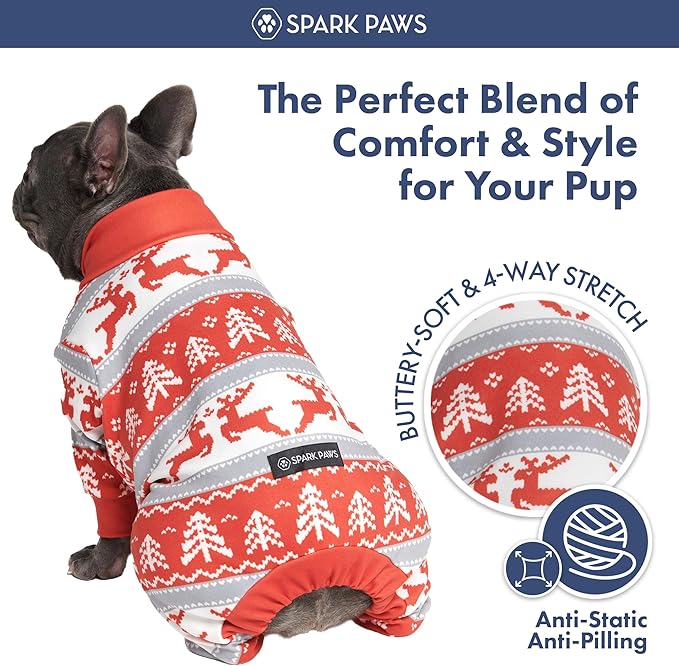 Spark Paws Dog Christmas Pajama, Dog Recovery Suit Male, Ultra-Soft and 4-Way - Image 3