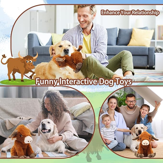 YZHDUXIU Highland Cow Dog Toy, Squeaky Dog Toys Stuffed Plush Puppy Toy - Image 9