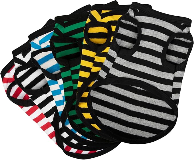 Paiaite 6 Pieces Dog Striped Shirt Cotton Sleeveless Puppy Pet Shirts by Paiaite