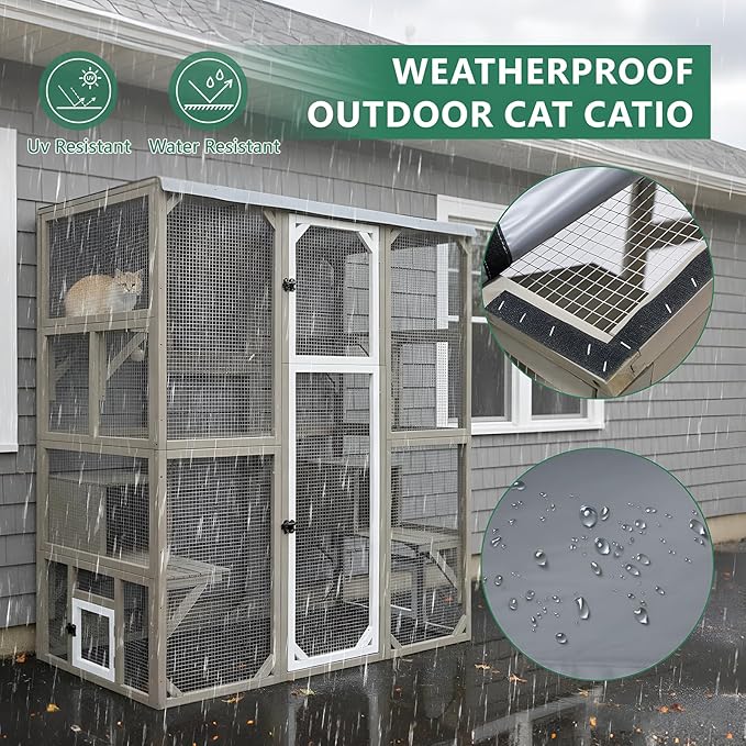 Large Outdoor Cat Catio Enclosures, Wooden Catio Window Cat Patio - Image 5