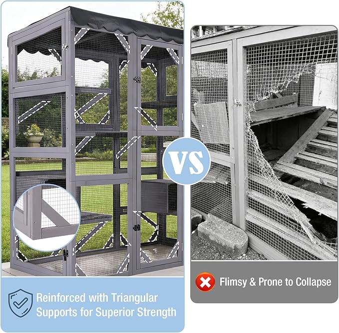 70.1’’ Large Catio Outdoor Cat Enclosure, Weatherproof Walk-in Cat Cage - Image 6