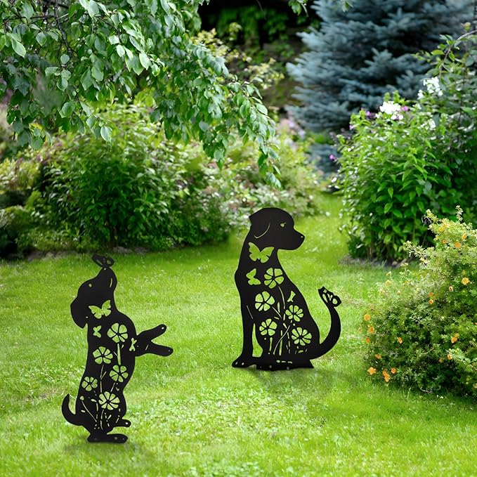 Metal Dog Garden Stakes Lawn Decor, Weather Resistant Steel Puppy Garden Art - Image 6