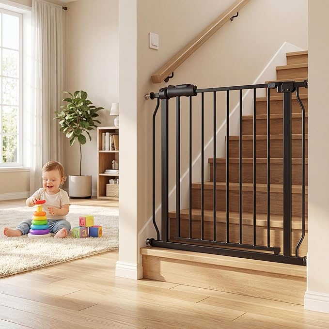 Baby Gate for Stairs 29.13"-33.86" Wide Dog Gates for Doorways Pressure Mounted by COSENDBABYGATE
