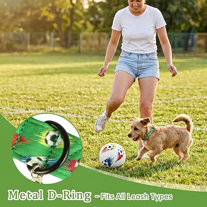 Soccer Dog Collar, Cute Green Puppy Collars - Image 4