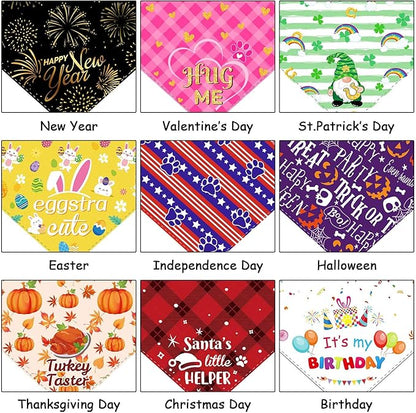 Weewooday 9 Pcs Holiday Dog Bandanas 4th of July Bandanas Patriotic Red White - Image 3