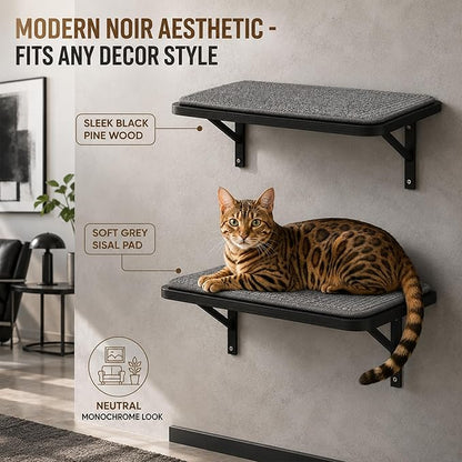 Cat Wall Shelves Set of 2, Wall-Mounted Space-Saving Climbing Bed, Lounging - Image 5