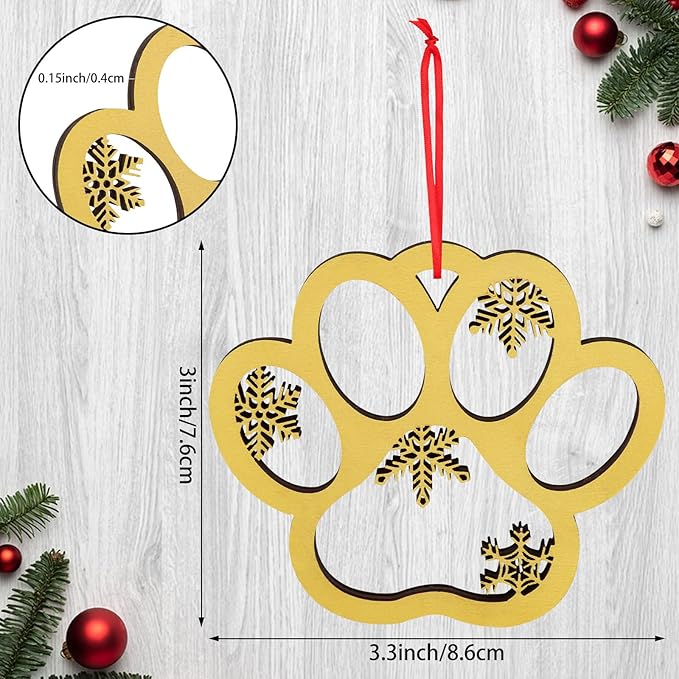 Christmas Dog Paw Ornaments Personalized Pet Paw Ornament Christmas Tree - Image 2