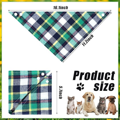 Honoson 6 Pieces Triangle Dog Bandana Dog Scarf Plaid Printing Adjustable Bibs - Image 3