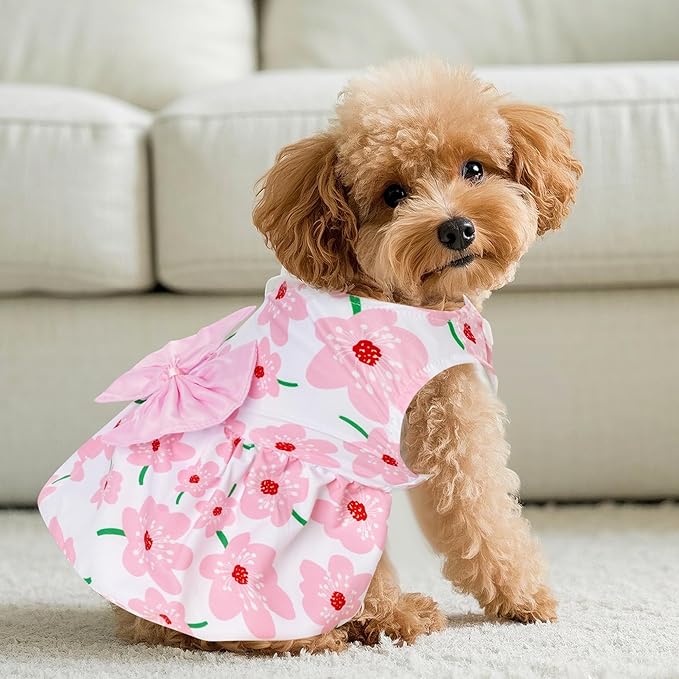 choyaxo Floral Dog Dress Cute Dog Skirt Pet Dress Summer Pet Clothes - Image 5