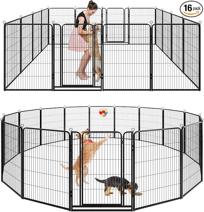 Kfvigoho Dog Playpen Outdoor Extra Wide 16 Piece Panels Heavy Duty Dog Fence by Committedtobetterpetlife