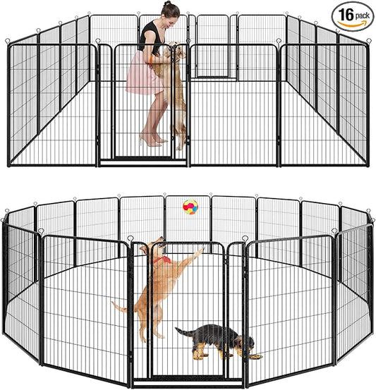 Kfvigoho Dog Playpen Outdoor Extra Wide 16 Piece Panels Heavy Duty Dog Fence by Committedtobetterpetlife