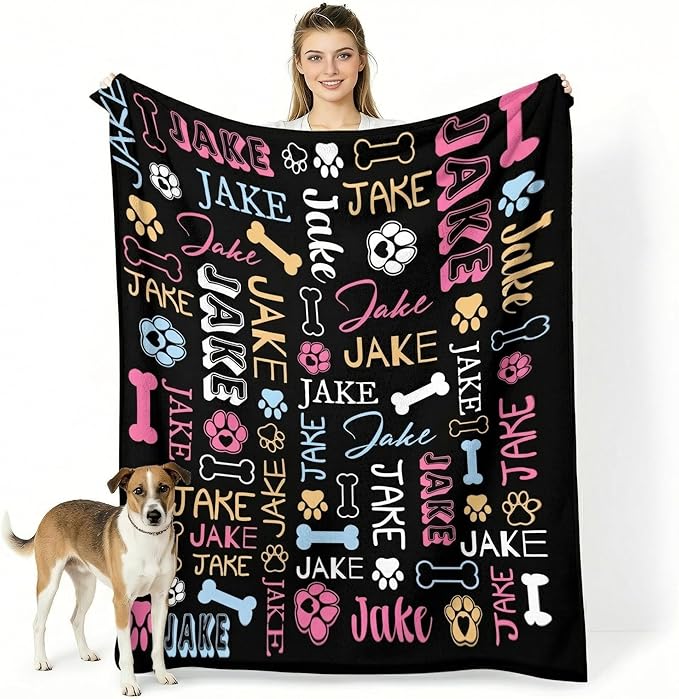 Personalized Blanket with Dog Name Personalized Funny Throw Blankets Soft Warm by Artsadd